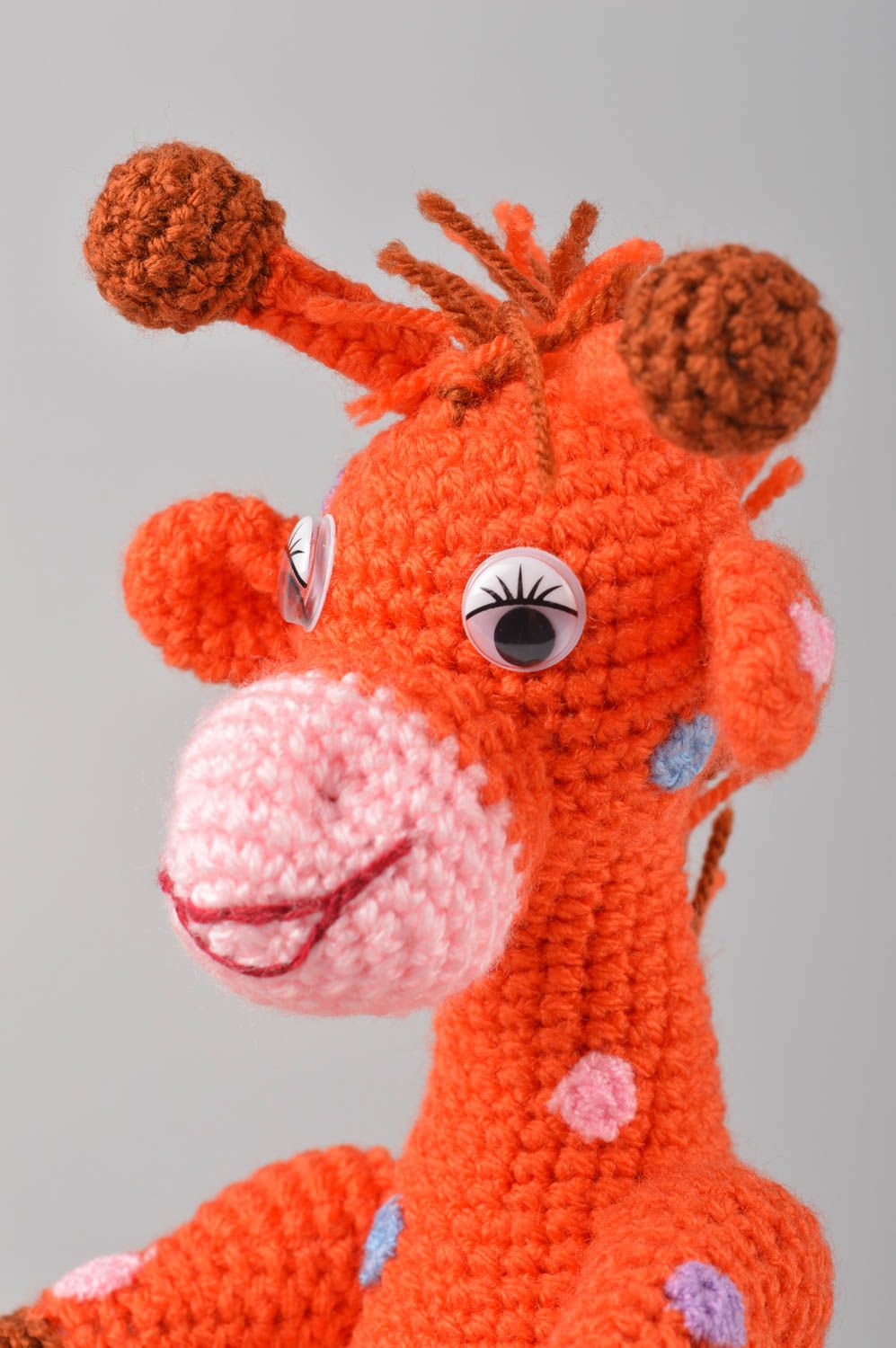 Peluche girafe orange Jouet fait main tricoté au crochet Cadeau pour enfant photo 2