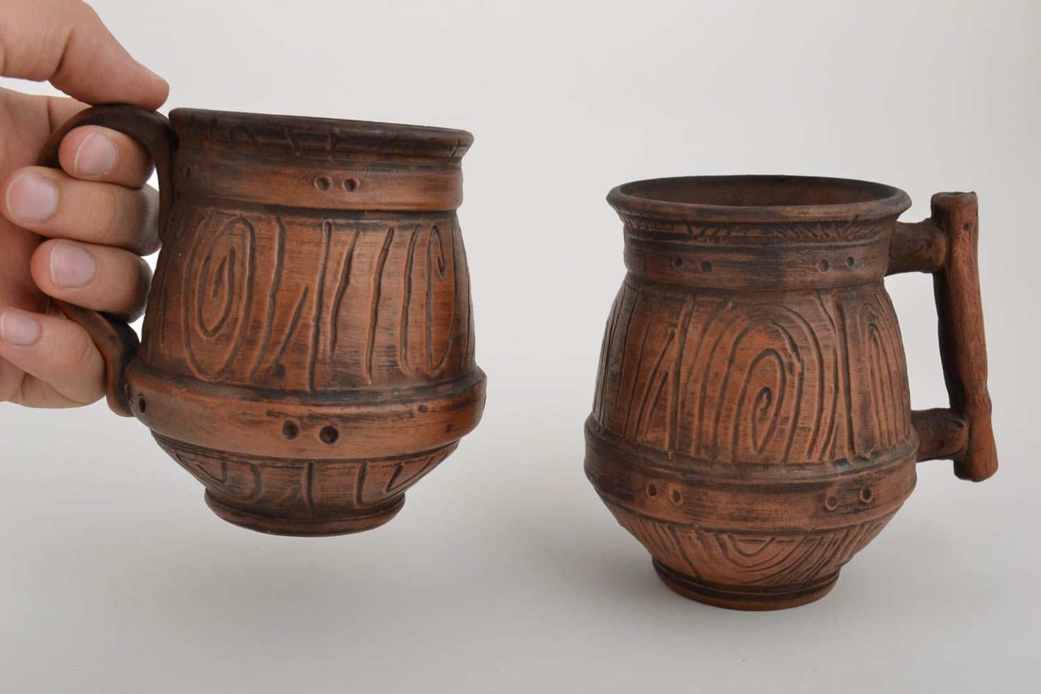 Copas de cerámica cerveza y kvas hechas a mano originales 2 piezas foto 2
