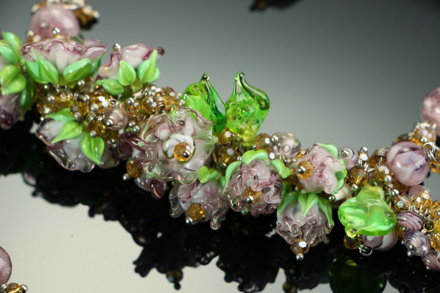 Schmuckset Blume: Collier, Armband, Ohrringe, Glasbläser foto 3