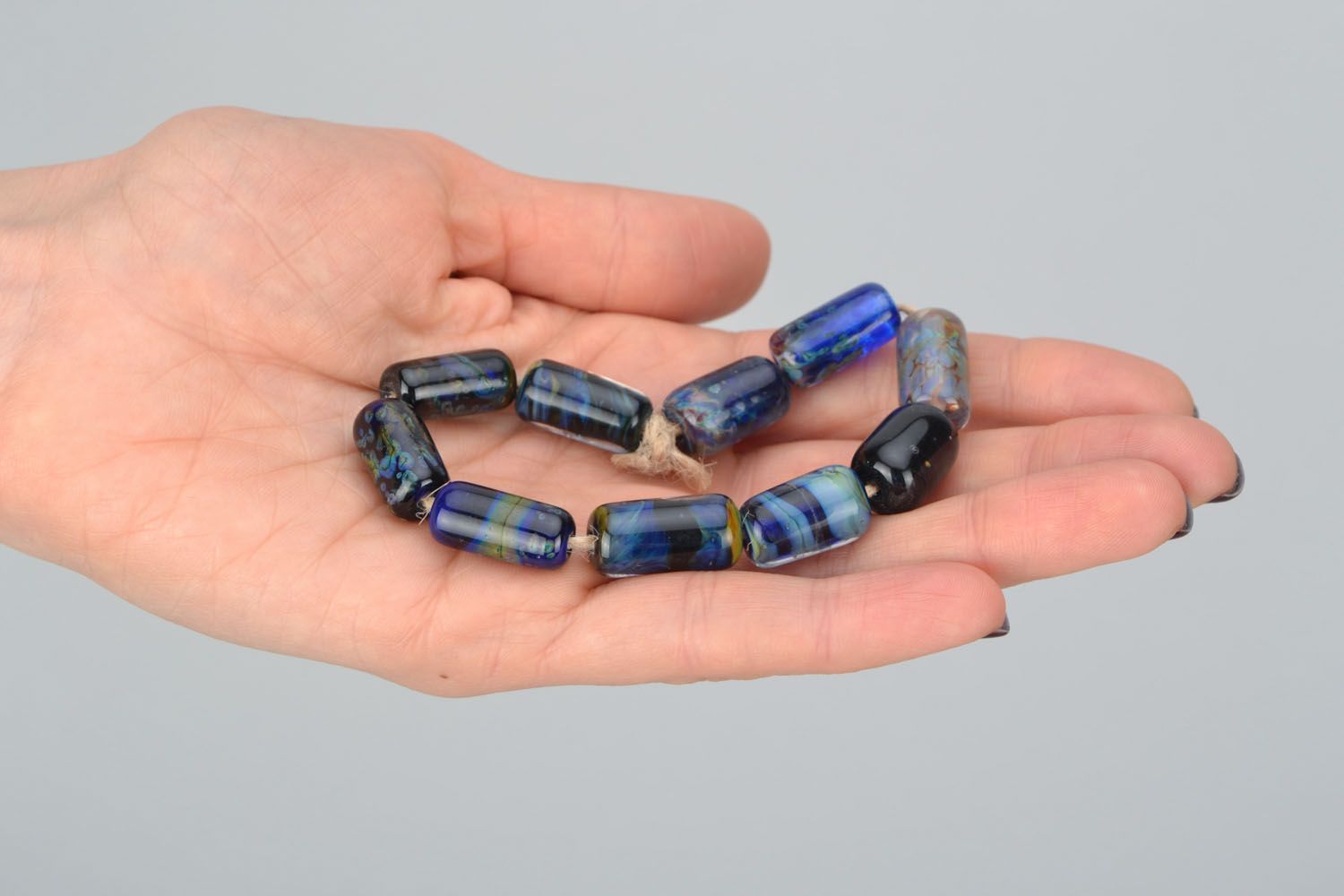 Fourniture verre chalumeau ensemble de perles fantaisie bleues photo 2