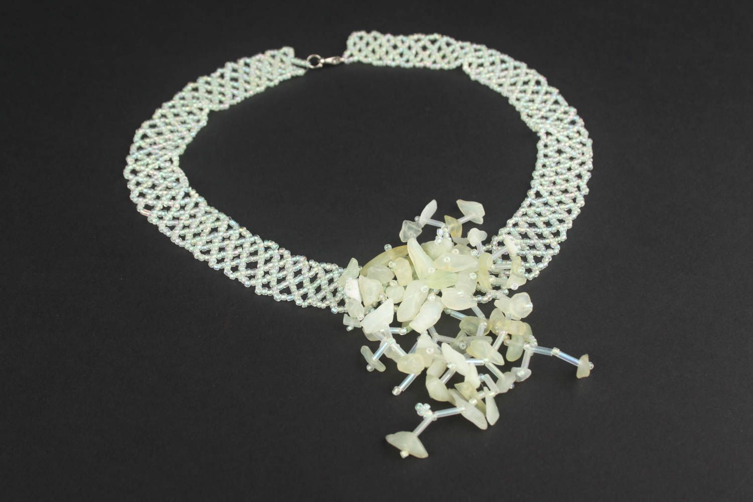 Unusual handmade beaded necklace woven bead necklace artisan jewelry designs photo 1