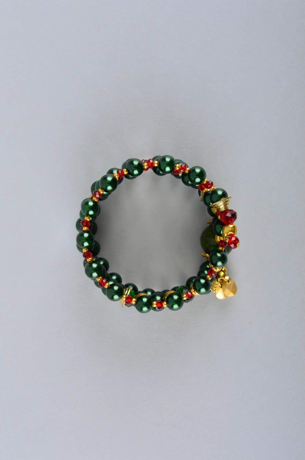 Bracelet tendance Bijou fait main vert multirang en fausses perles Cadeau femme photo 3