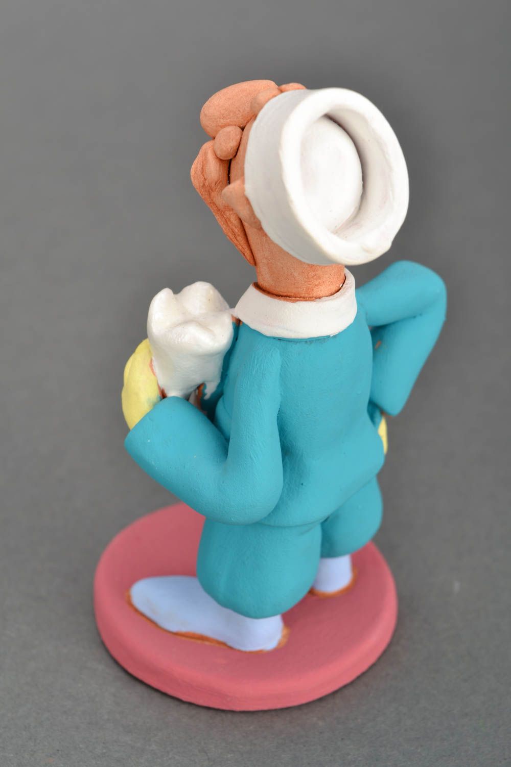 Statuetta dentista in argilla fatta a mano figurina decorativa in ceramica 
 foto 5