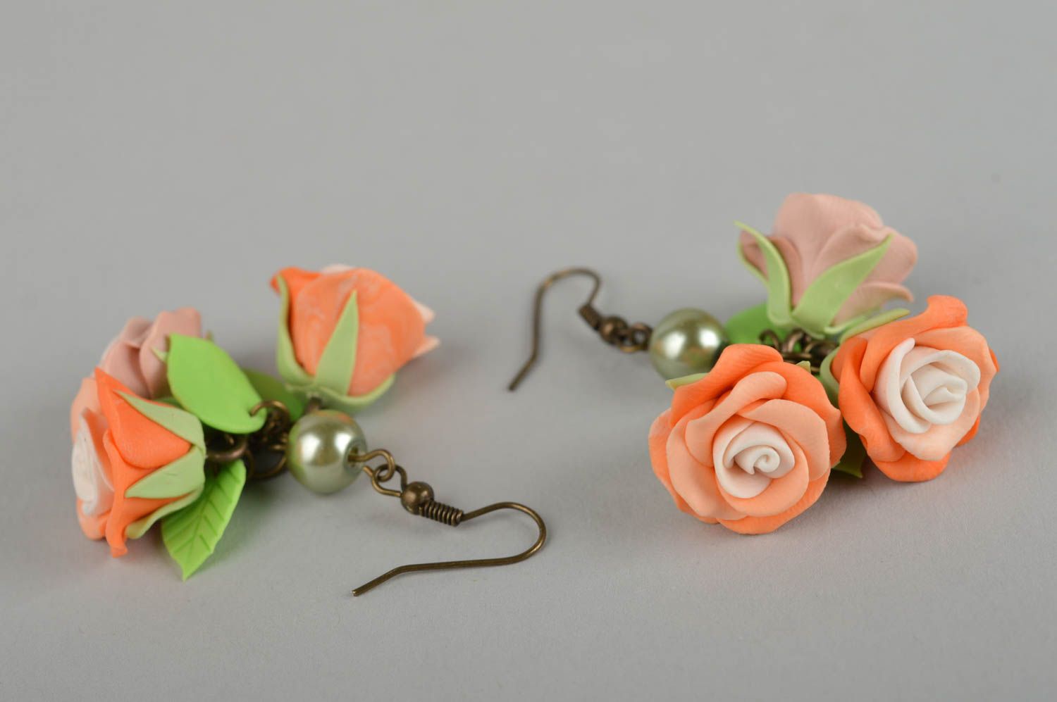 Handmade flower earrings unusual stylish earrings fashionable jewelry photo 4