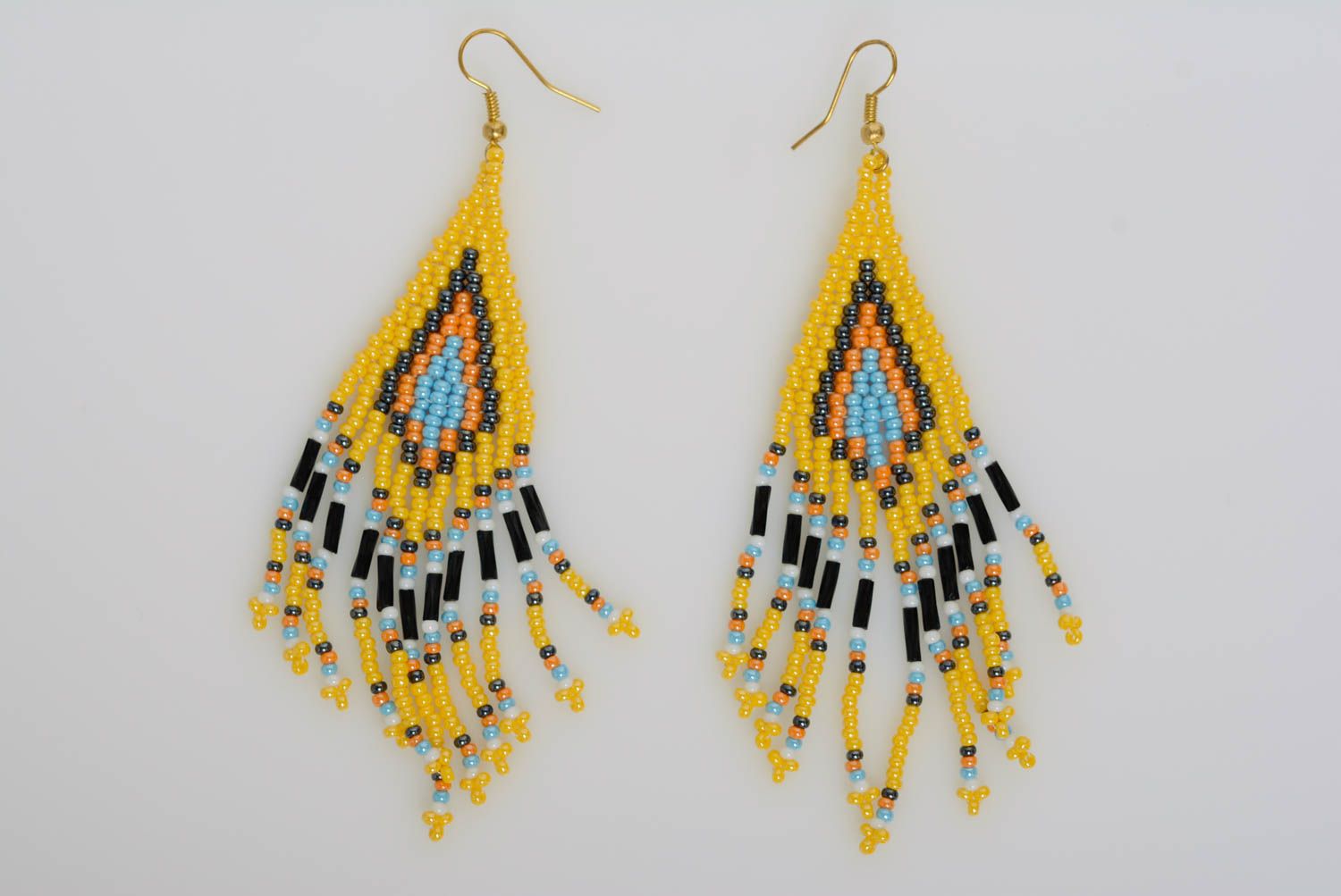 Bright beaded handmade earrings in ethnic style designer beautiful accessory photo 4
