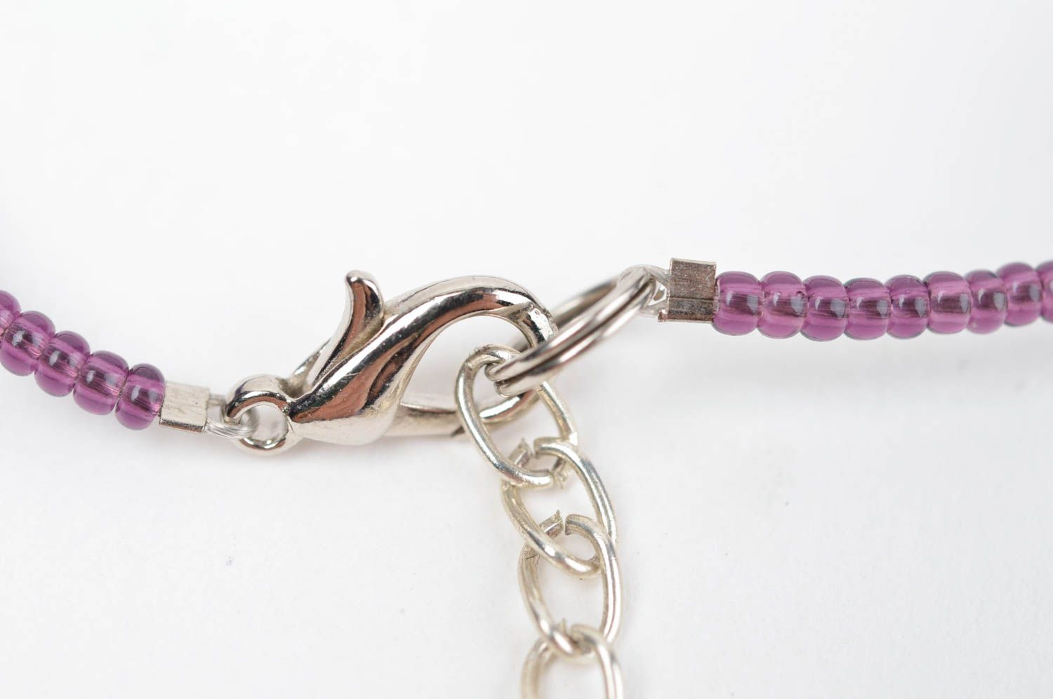 Collier fantaisie Bijou fait main perles de verre violettes Accessoire femme photo 4
