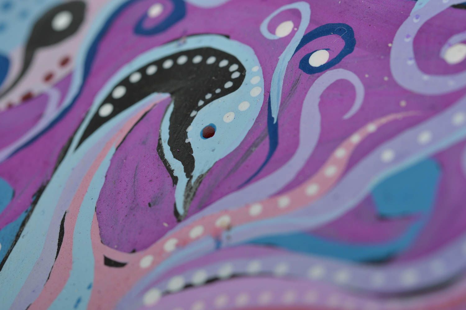 Keramischer handgemachter Deko Wandteller aus Ton mit Acrylfarben Bemalung  foto 5