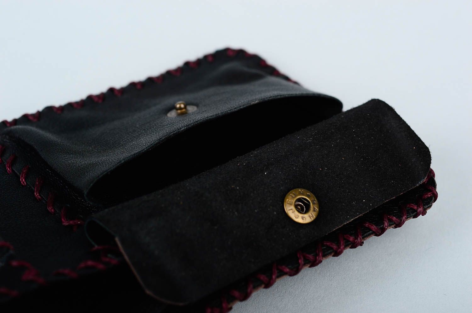 Male stylish purse beautiful handmade accessories black leather present photo 4