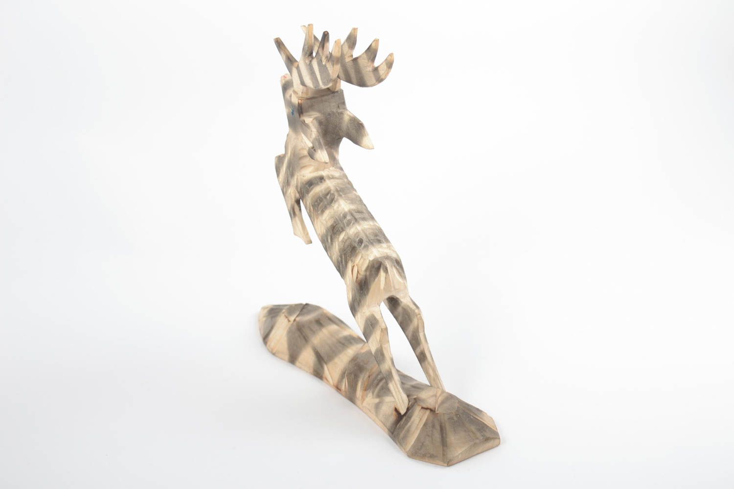 Wooden decorative handmade carved figurine of deer designer interior statuette photo 5