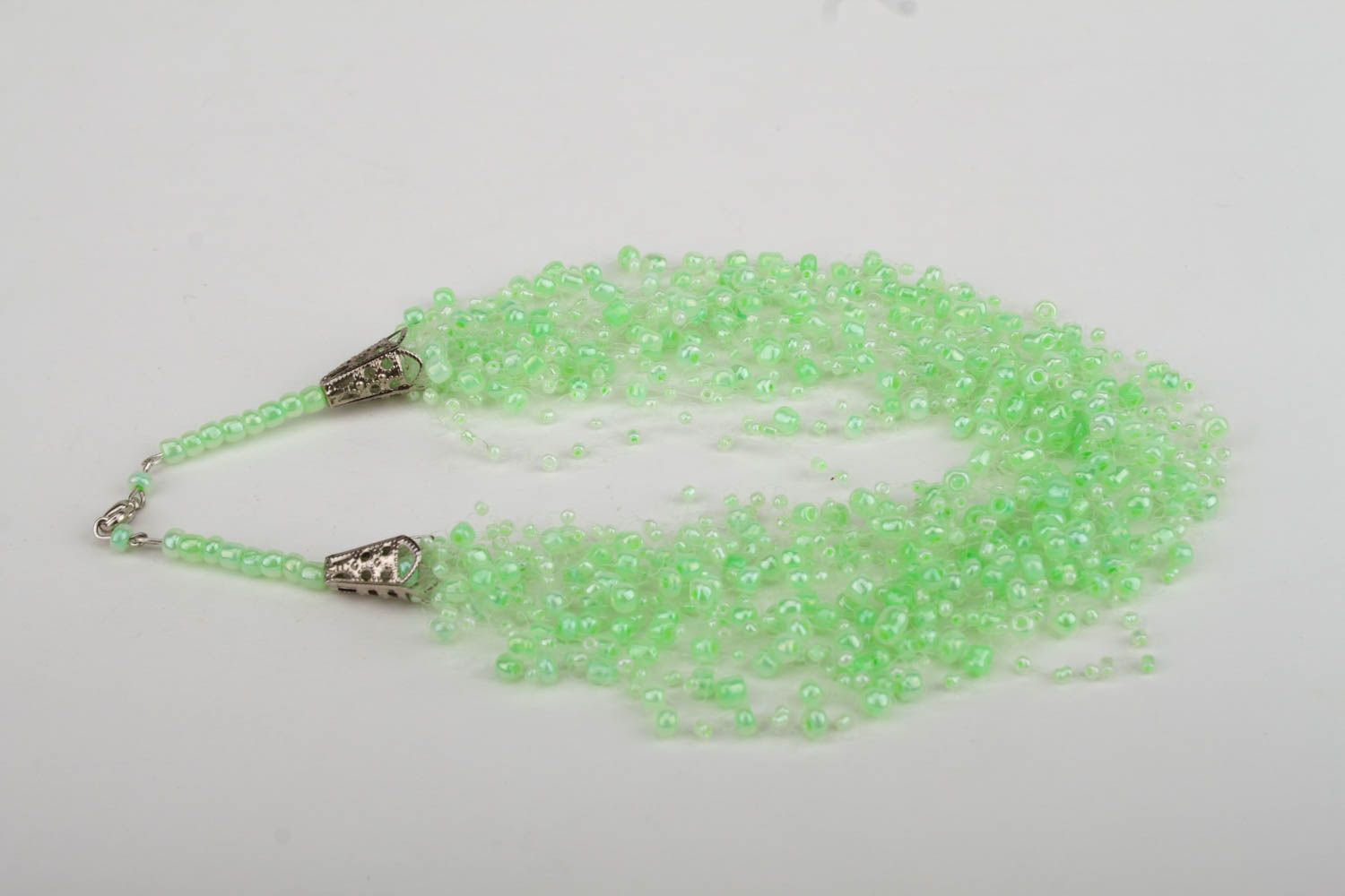 Handmade hellgrünes Damen Collier Glasperlen Halskette Accessoire für Frauen foto 4