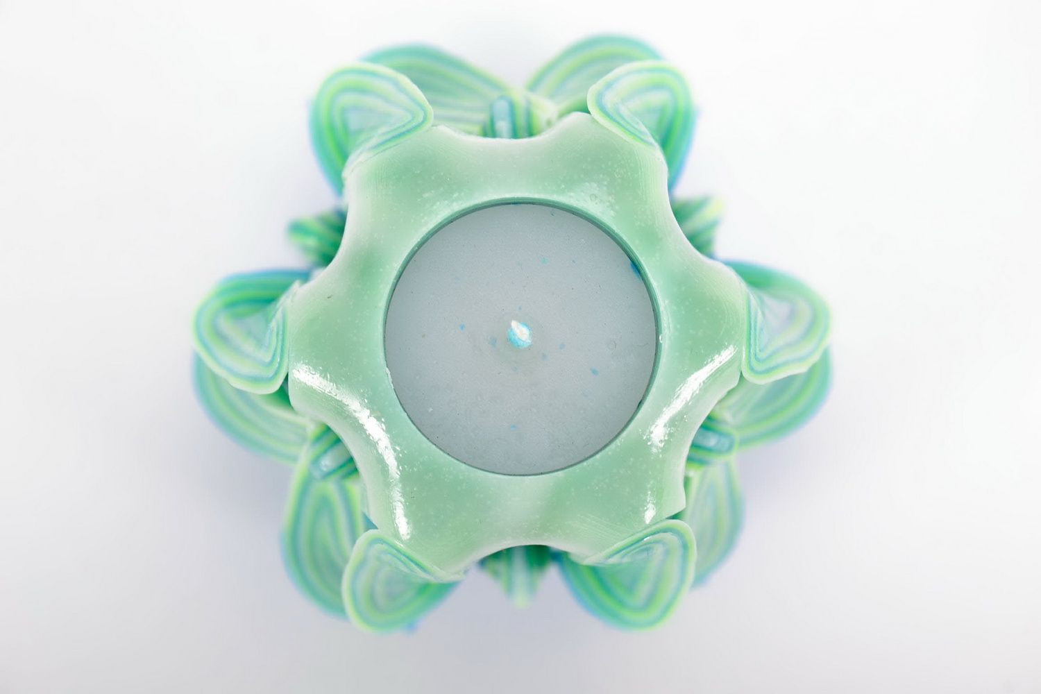 Carved paraffin wax candle Blue lily photo 2