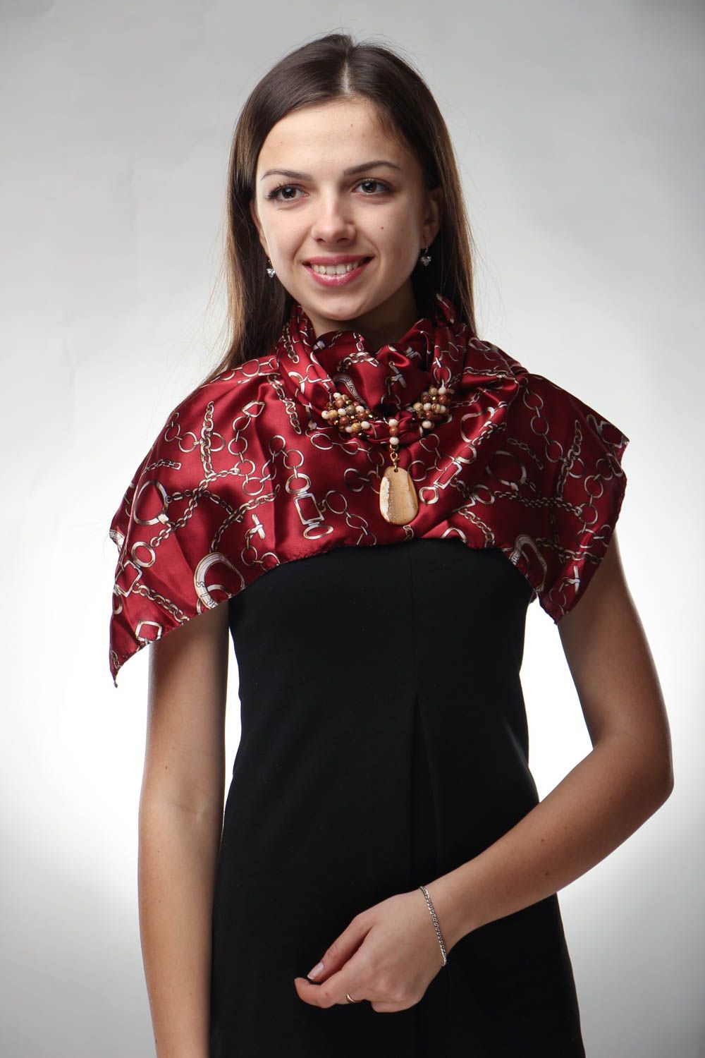 Silk scarf with natural stones photo 3