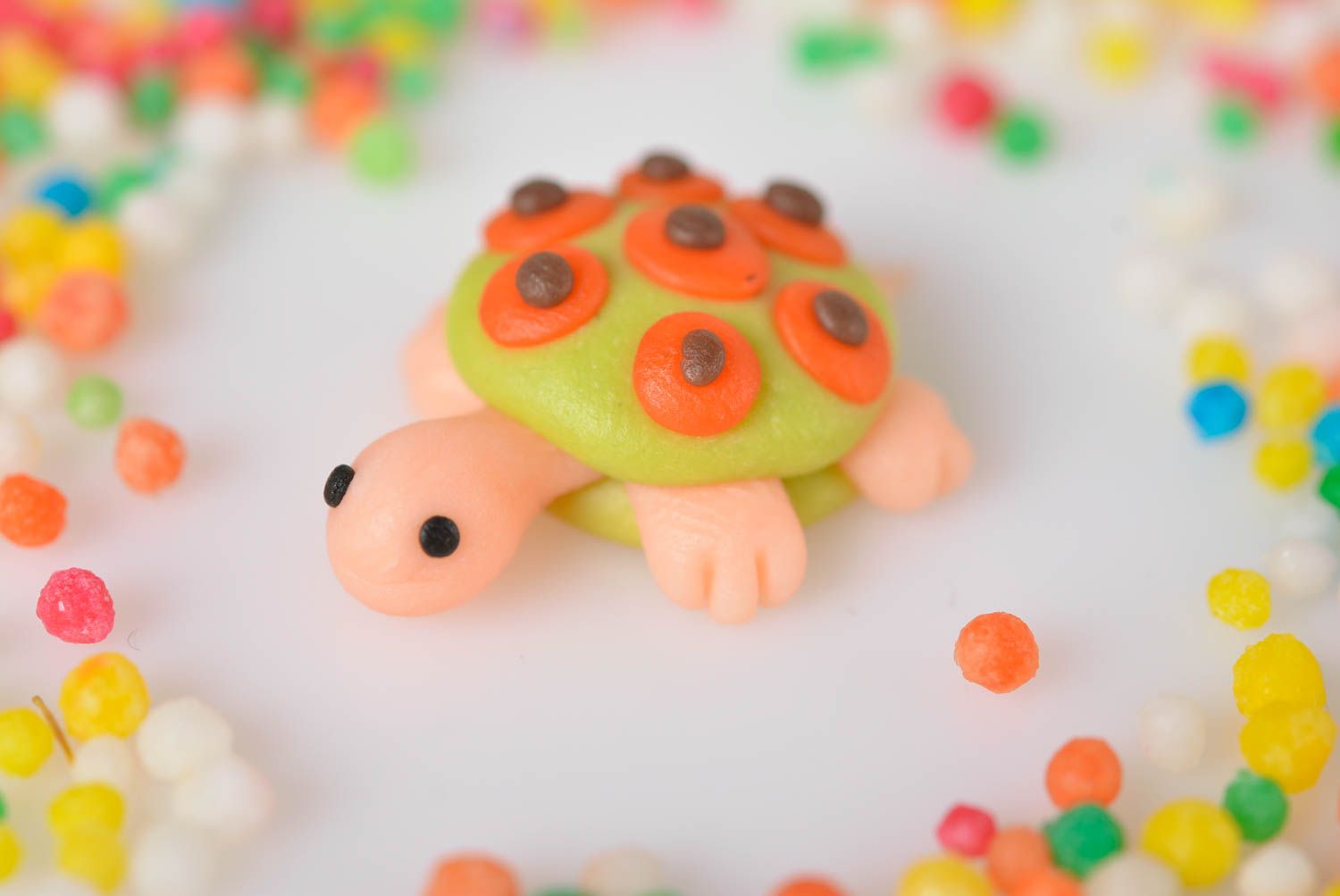 Handmade polymer clay figurine unique designer stylish interior turtle toy photo 1
