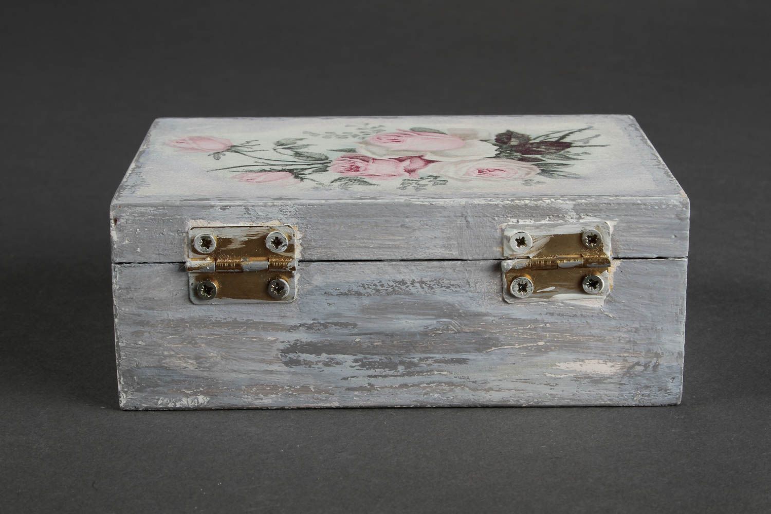 Boîte à bijoux faite main Coffret à bijoux serviettage Déco maison bois photo 9