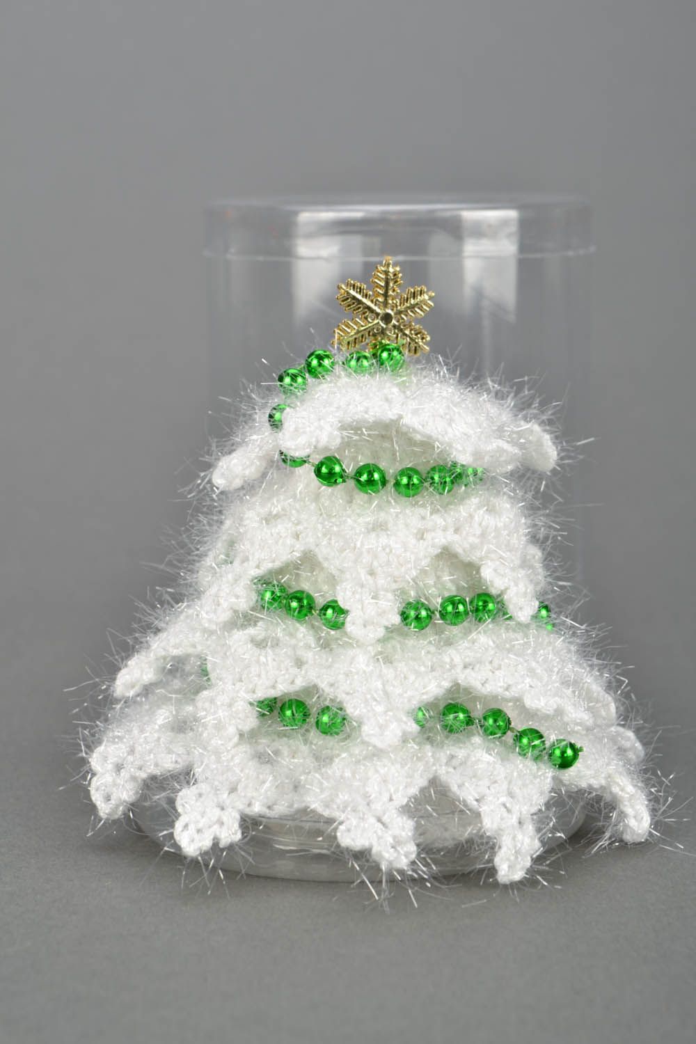 Decoración navideña Árbol de Navidad tejido al crochet foto 3