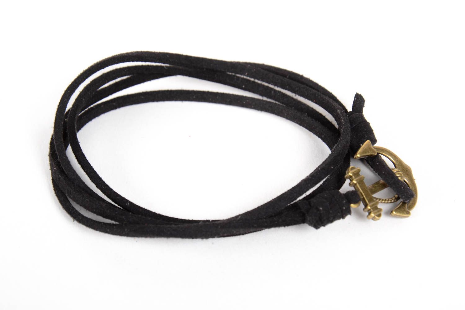 Pulsera hecha a mano color negro regalo original brazalete artesanal con ancla foto 2