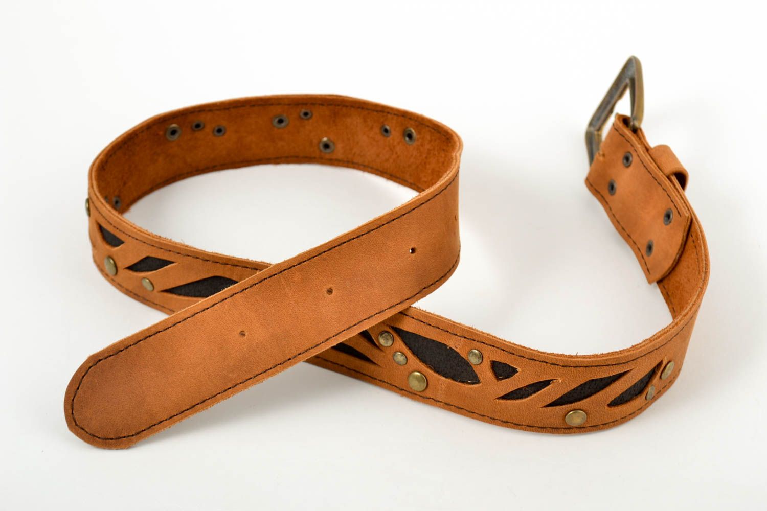 Handgemachter Damen Gürtel Accessoires für Frauen Gürtel aus Leder in Braun foto 3