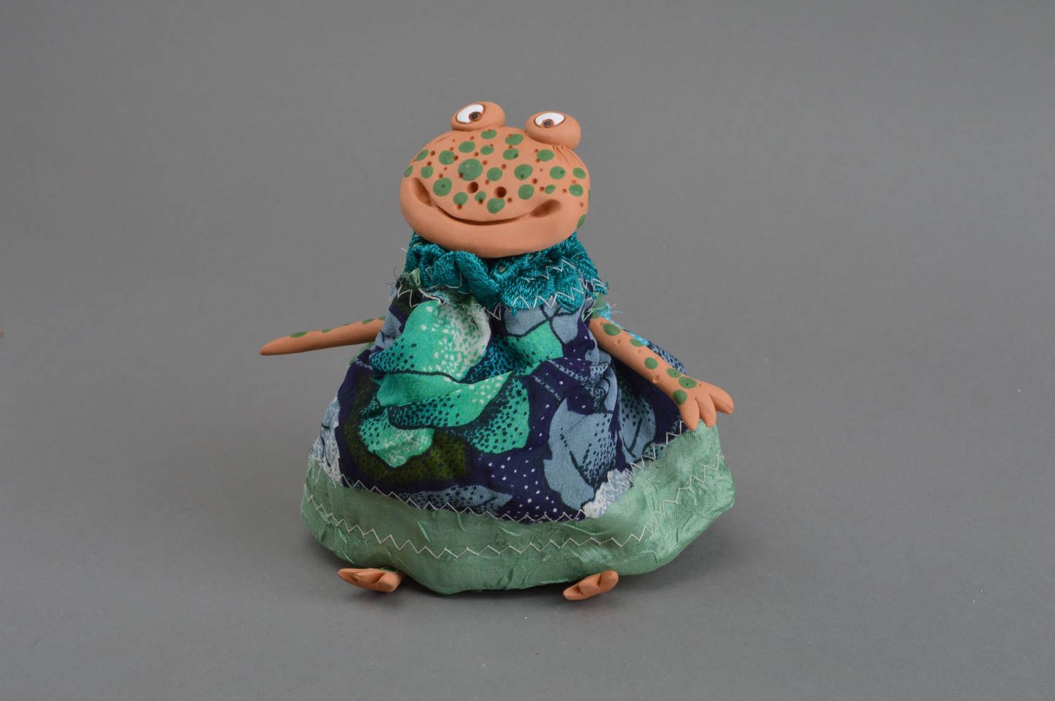 Keramik Spielzeug Frosch Anhänger für Interieur Designer Deko Figurine handmade foto 2
