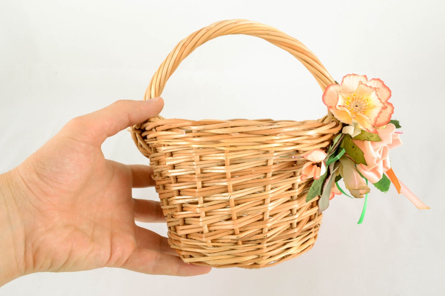 Woven Easter basket with flowers photo 1