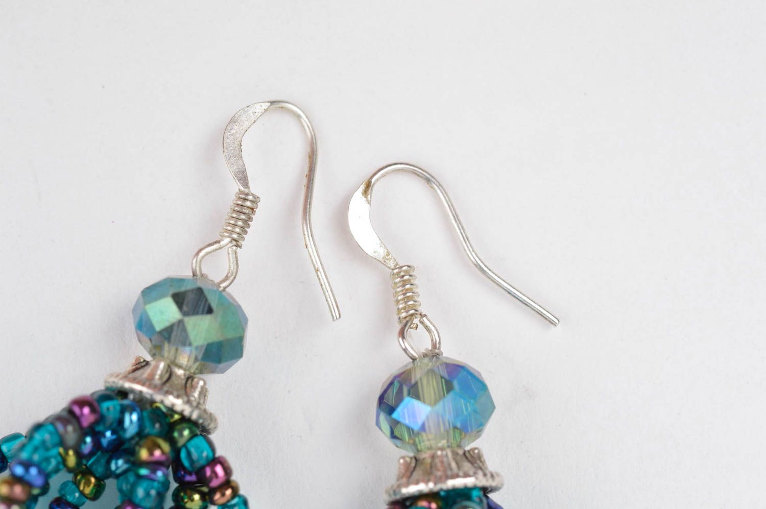 Handmade seed bead earrings seed beads accessories designer earrings with charms photo 4