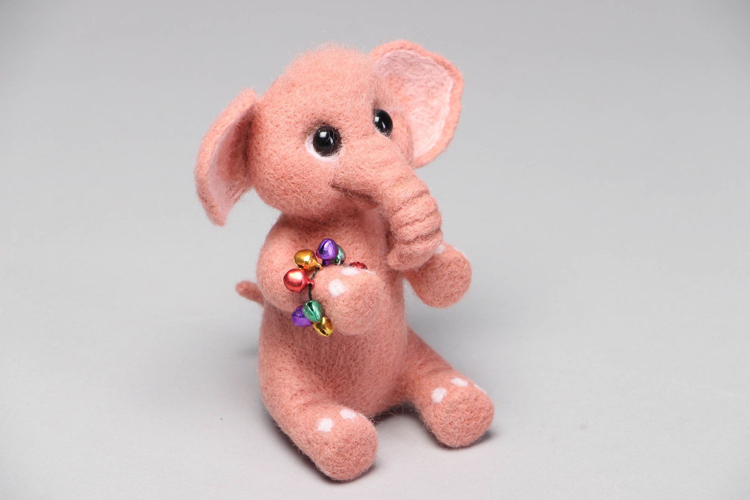 Handmade felted wool soft toy Elephant photo 1