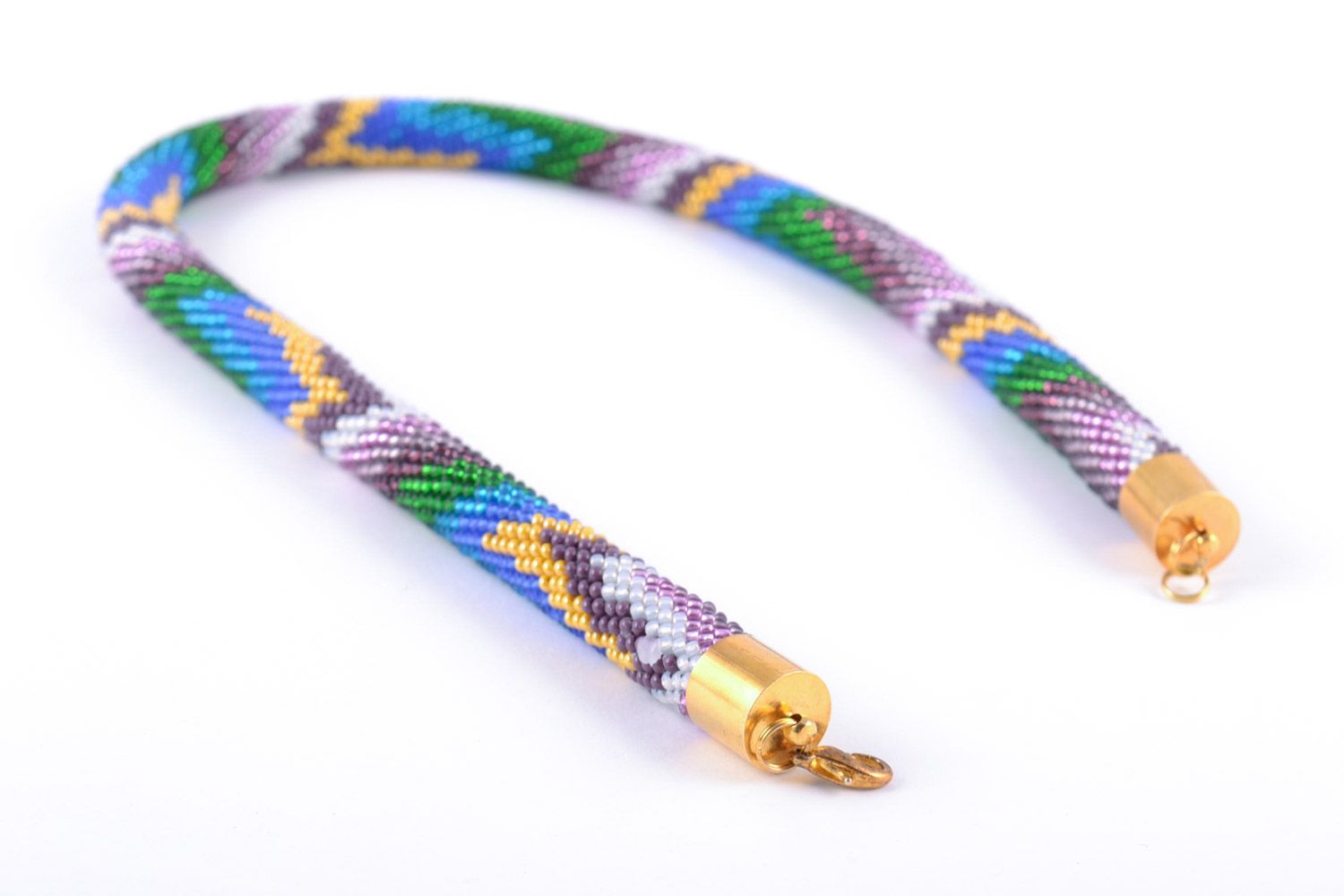 Collar de abalorios checos de diseño original multicolor hecho a mano femenino foto 5