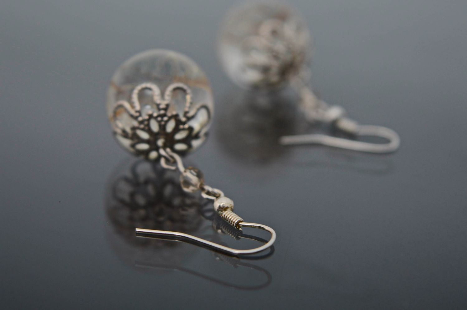 Epoxy earrings with dandelions photo 5