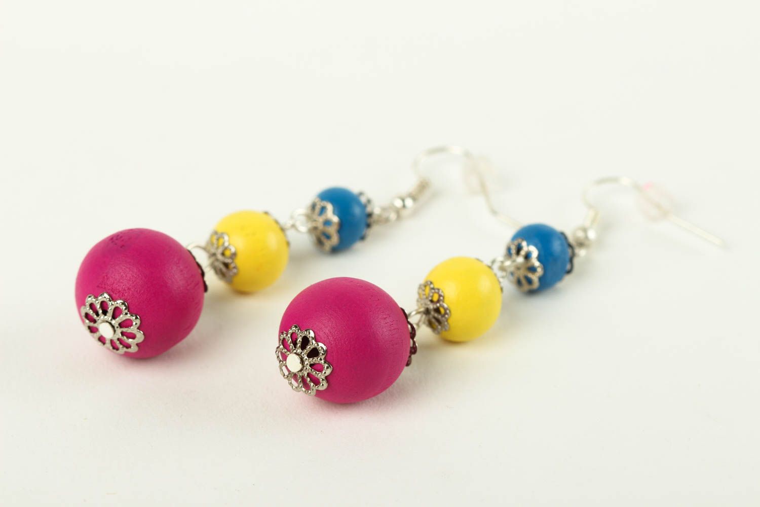 Handmade wooden earrings colorful earrings wooden accessories fashion jewlery photo 3