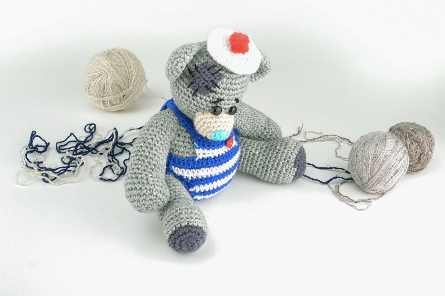 Jouet ours tricoté au crochet Marin  photo 5