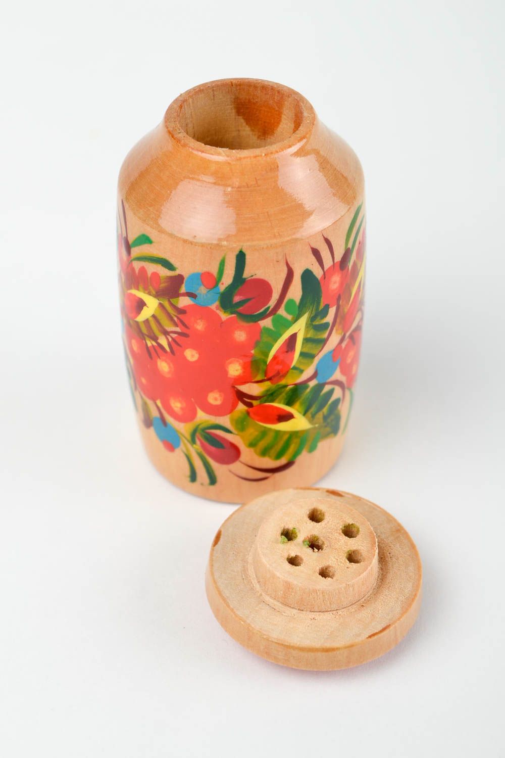 Handmade Salz Dose aus Holz Küchen Zubehör Aufbewahrung Gewürze grelle Blumen foto 5