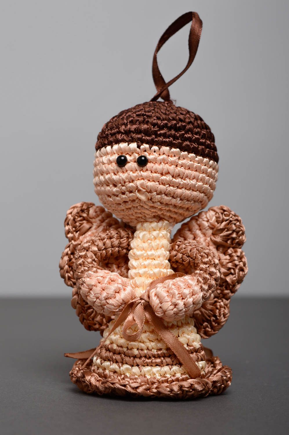 Crochet doll made of satin ribbons photo 1