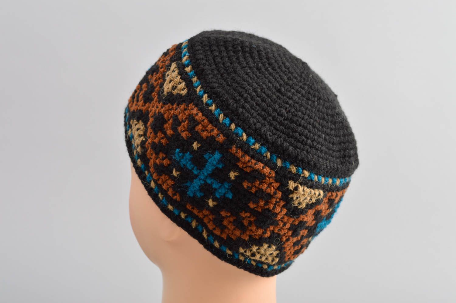 Crocheted hats handmade skullcap designer accessories men hats warm winter hat photo 1
