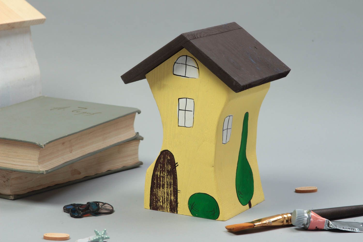 Figura artesanal con forma de casa bonita regalo original decoración de casa foto 1