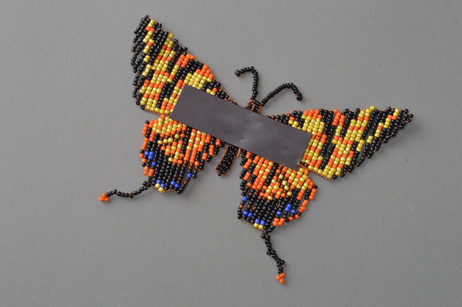 Beaded fridge magnet handmade accessory in the form of butterfly home decor photo 4
