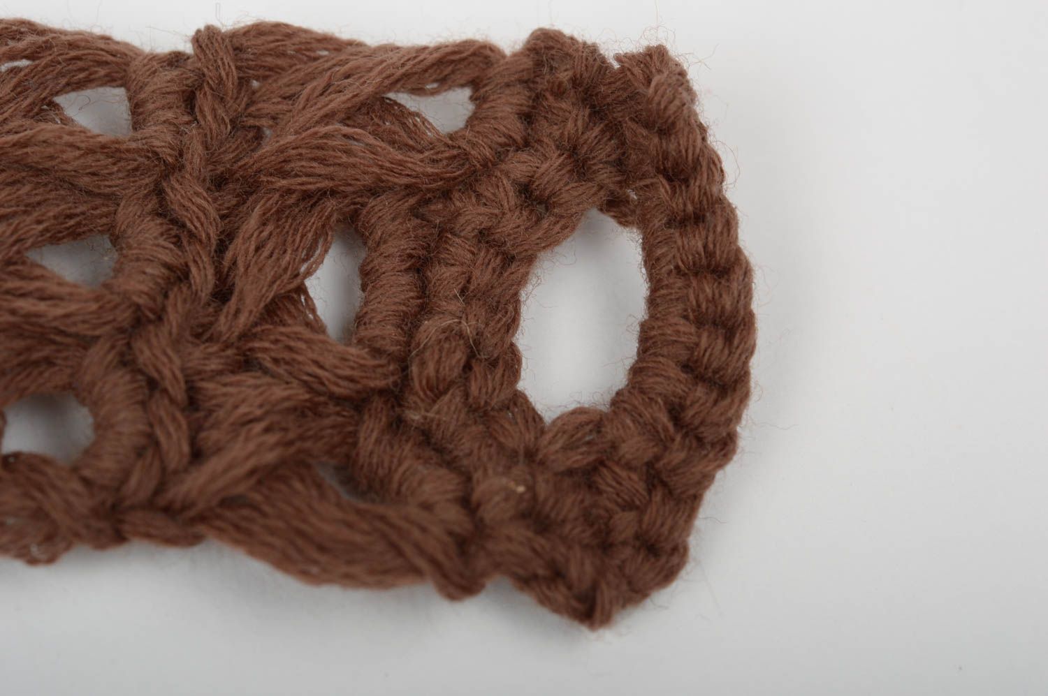 Bracelet textile Bijou fait main large brun tressé en fils Accessoire femme photo 5