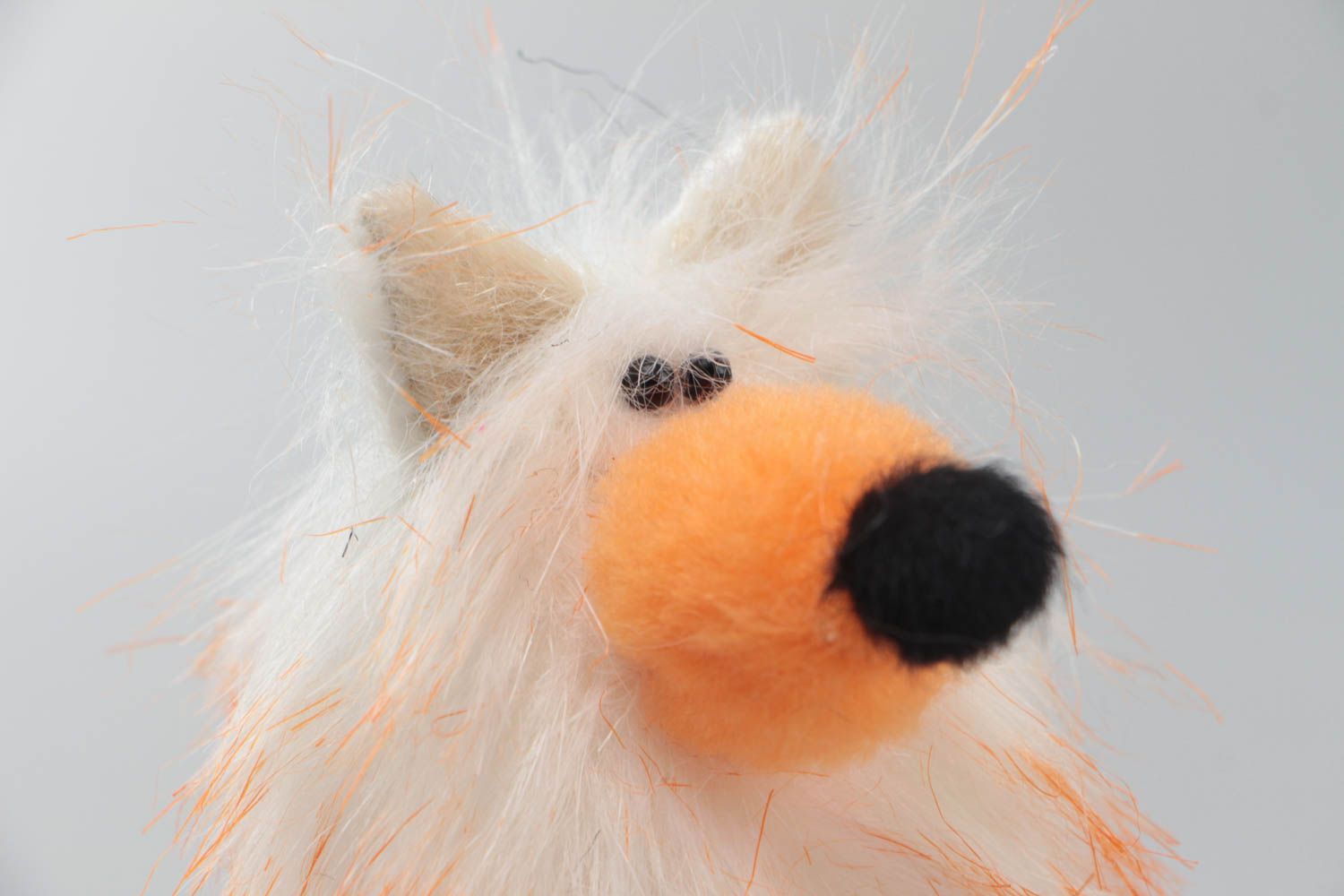 Small handmade orange fluffy fur fabric puppet toy Fox photo 4