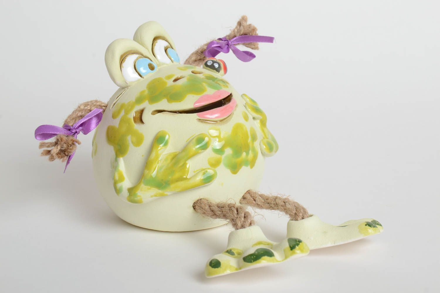 Handgemachte Keramik Spardose Frosch Haus Dekoration lustige Sparbüchse foto 2