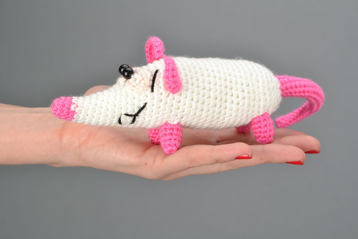 Crochet toy White Rat photo 2