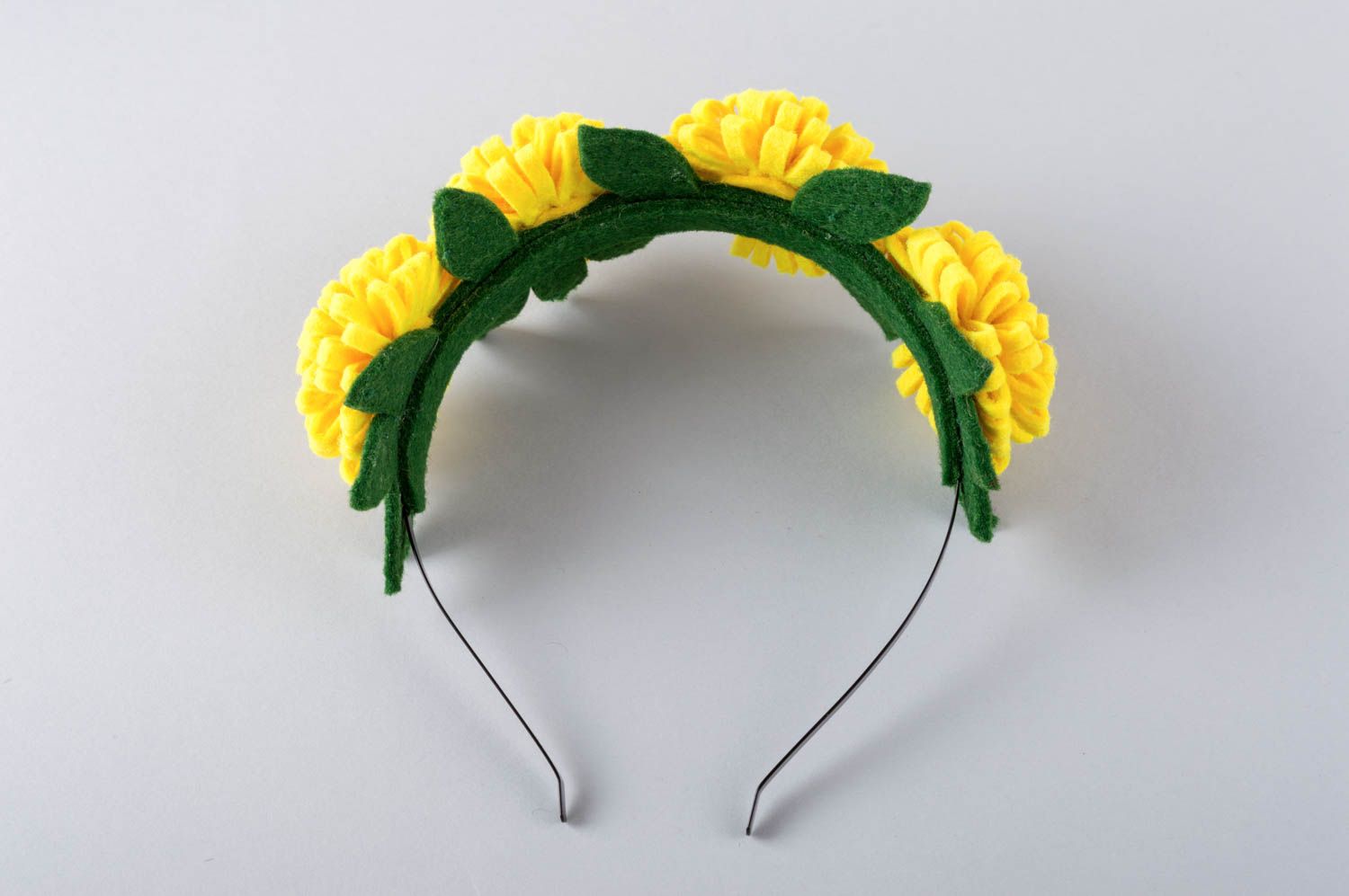 Serre tête fleur jaune fait main Bijoux de tete Accessoire cheveux fille photo 3