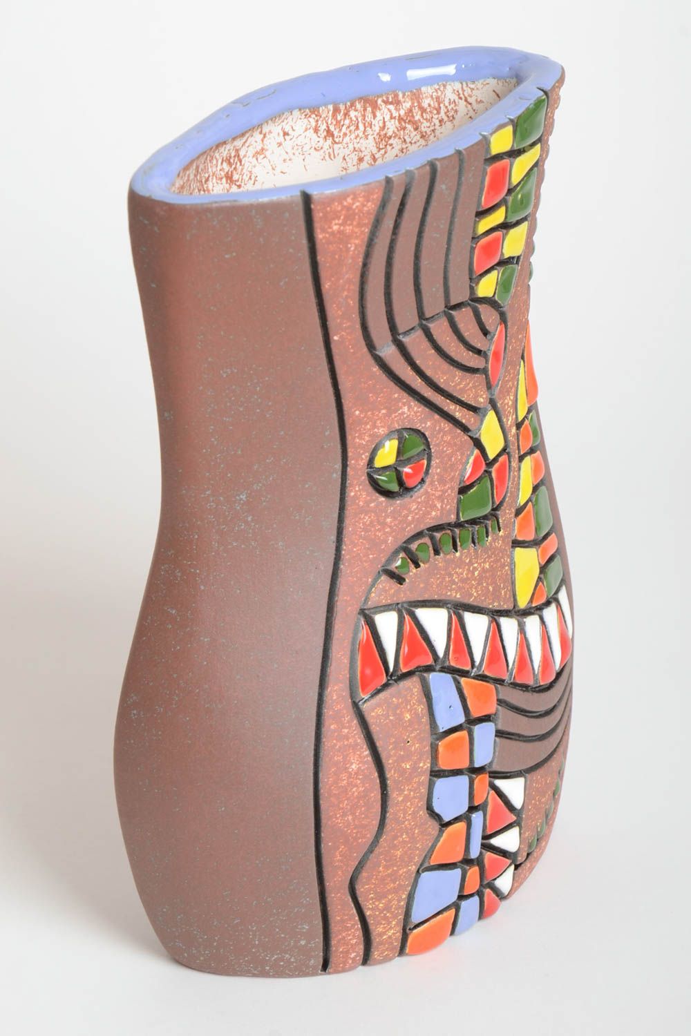 Сувенир ручной работы керамическая ваза эксклюзивный предмет интерьера индейцы фото 2