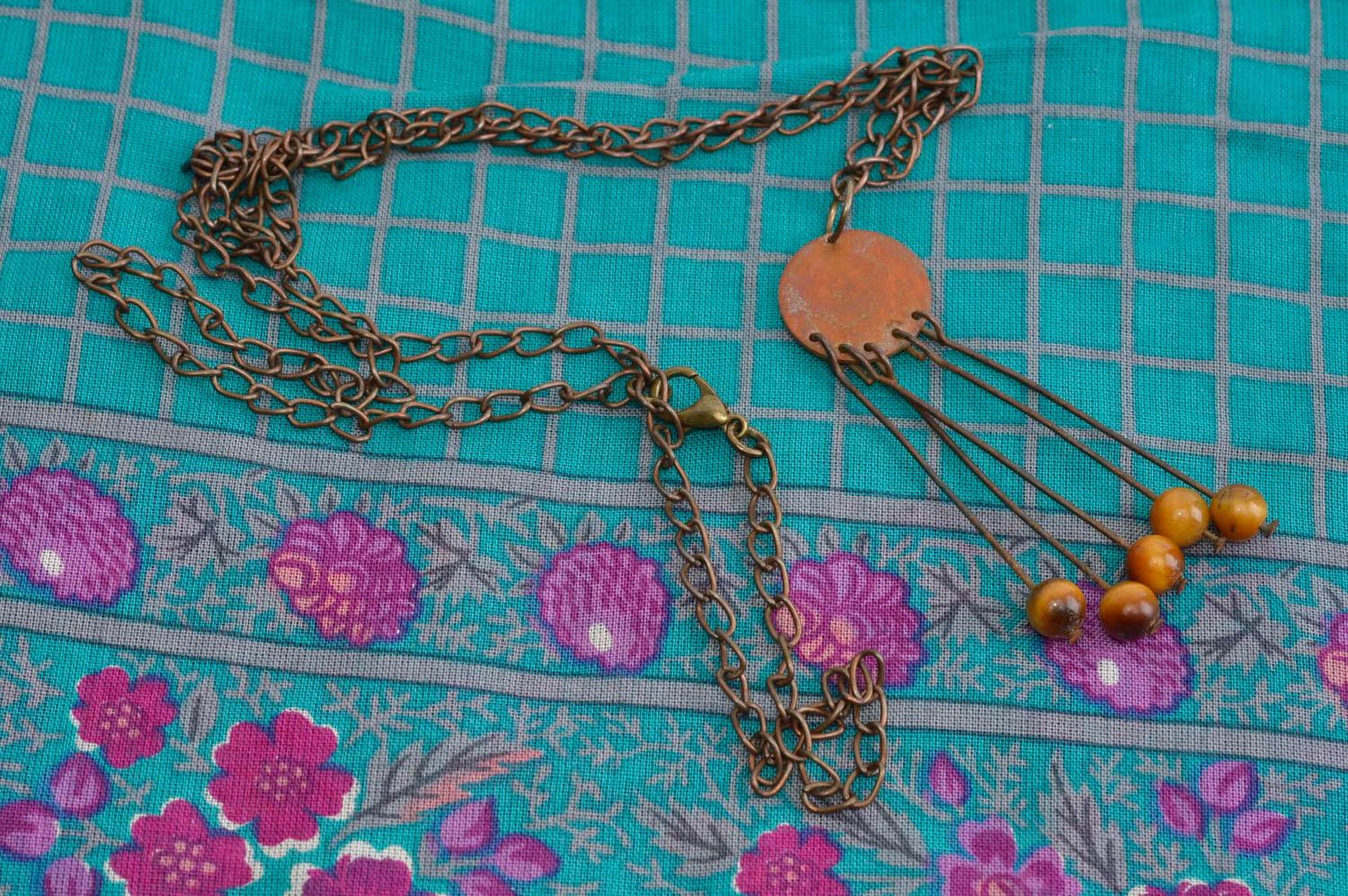 Handmade accessories copper pendant fashion pendant with tiger eye women jewelry photo 2