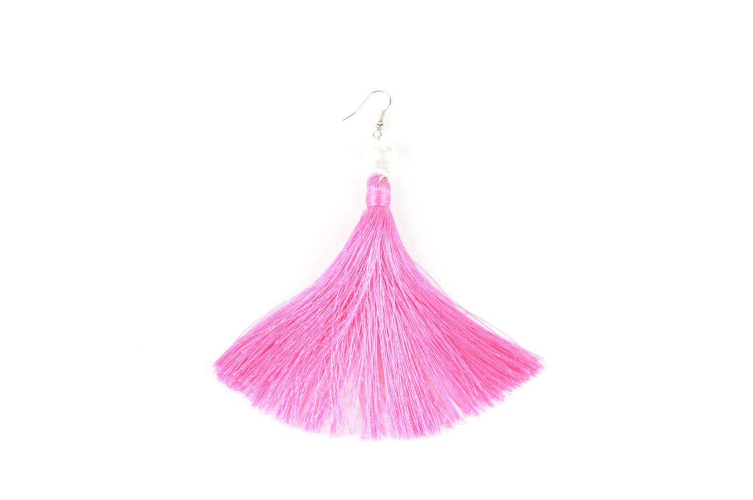 Handmade bright stylish earrings designer dangling earrings textile jewelry photo 4