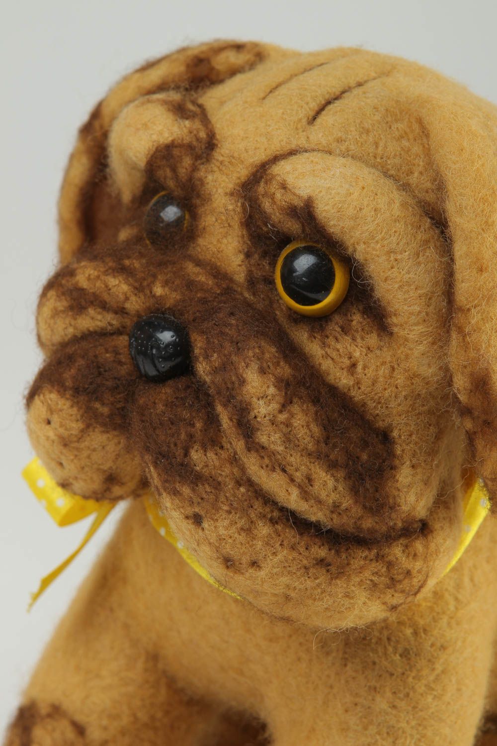 Игрушка ручной работы игрушка собака коричневая мягкая игрушка из шерсти фото 3