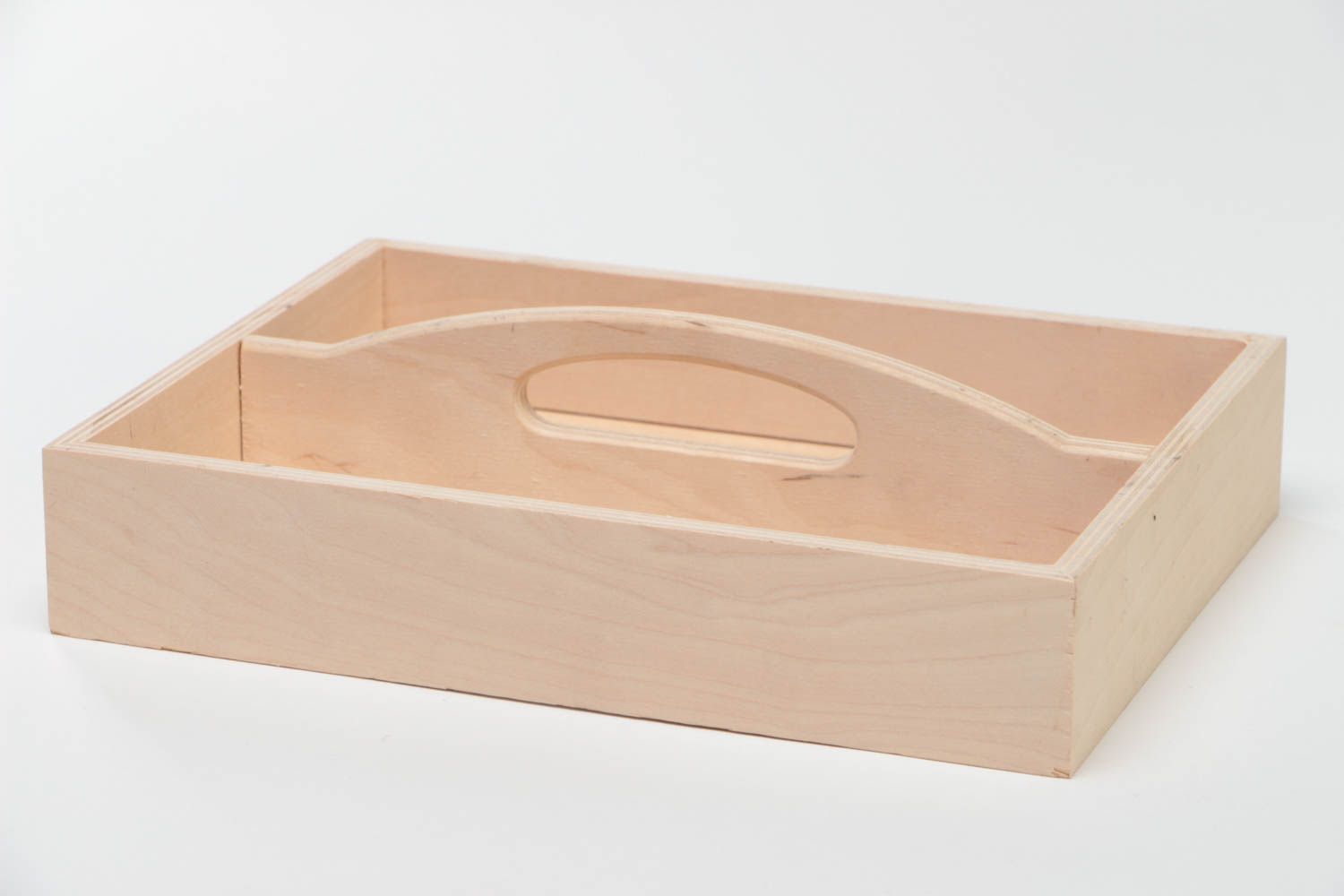 Handmade Holz Tablett Rohling mit Griff und Abteilungen zum Bemalen originell foto 3