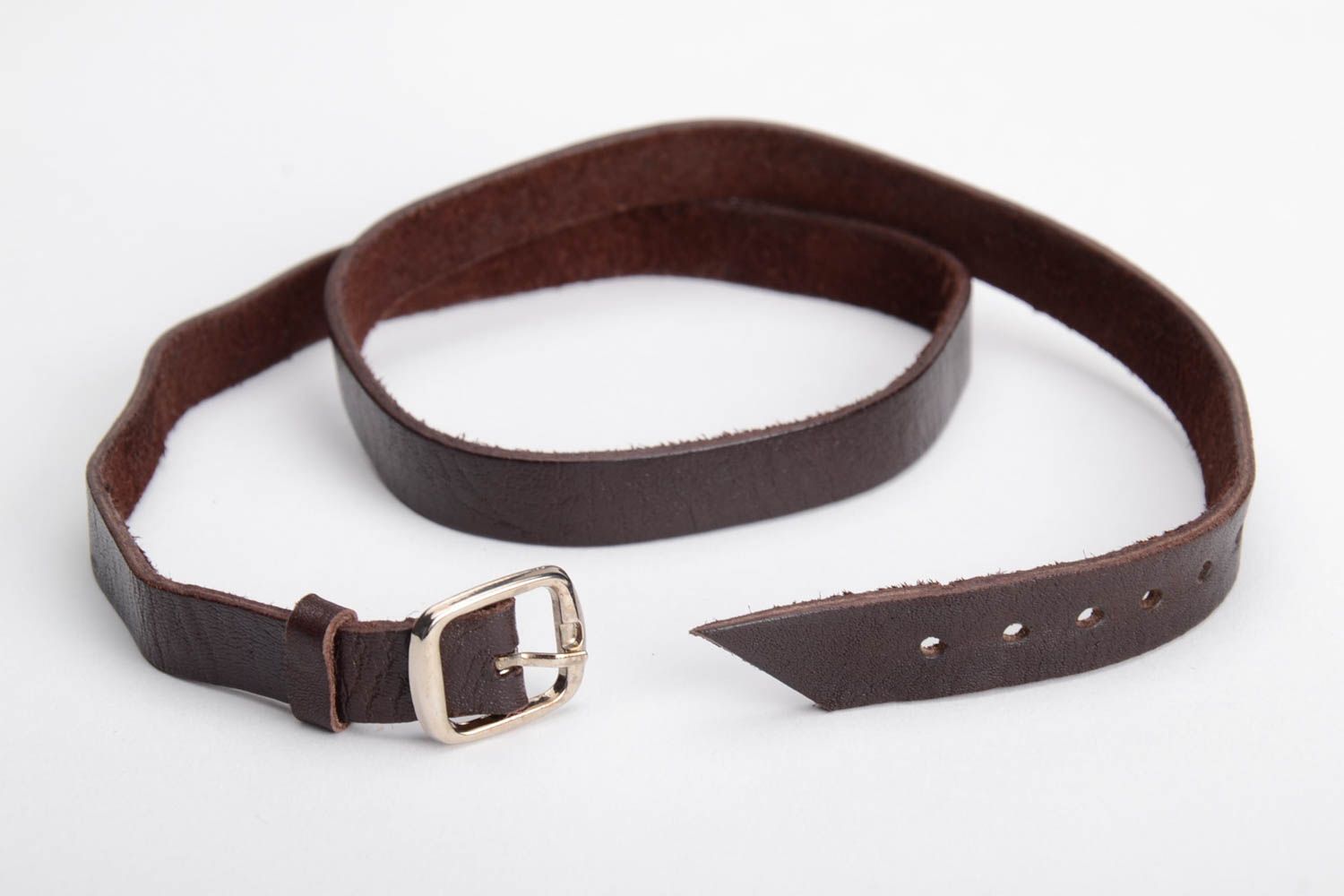 Dark brown handmade designer genuine leather bracelet of adjustable size unisex photo 4
