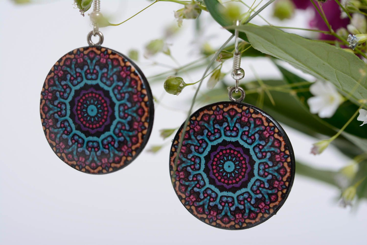 Polymer clay stylish beautiful earrings female handmade accessory for every day photo 1