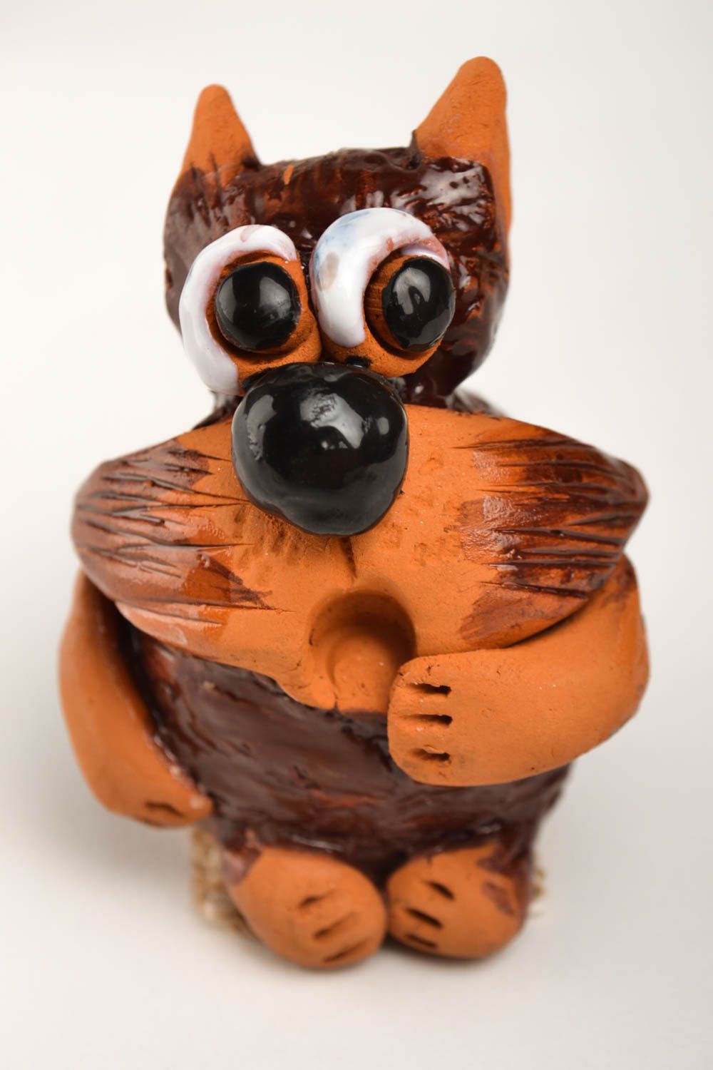 Keramik Deko handmade Figuren aus Ton ungewöhnliche Miniatur Figuren Katzen  foto 5
