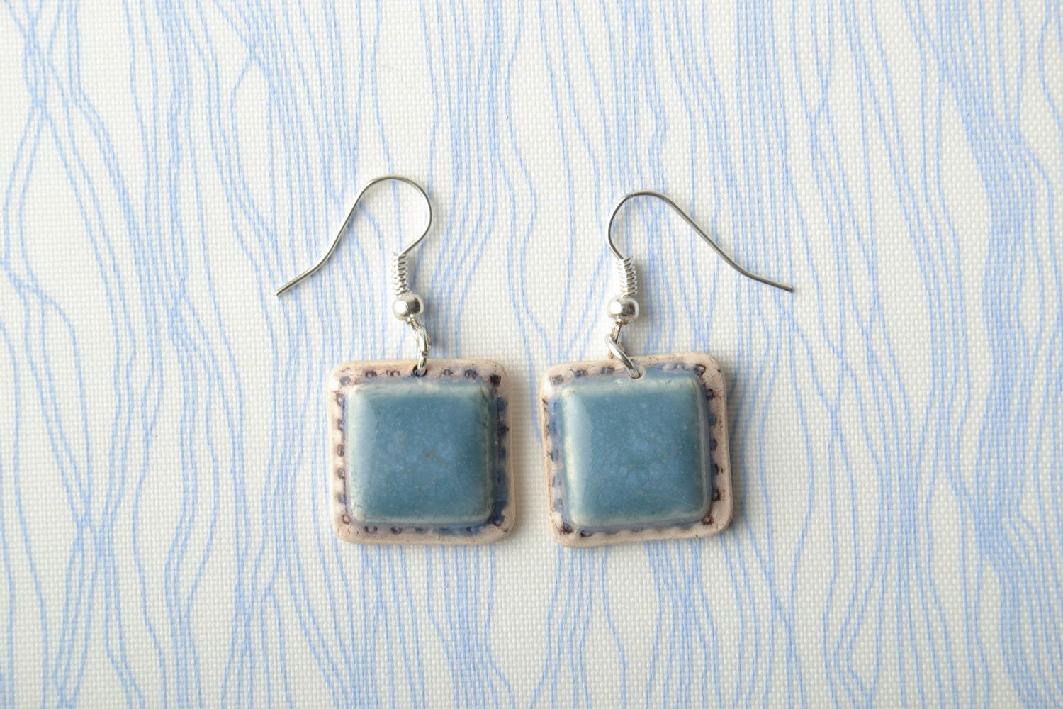 Light blue ceramic earrings photo 1