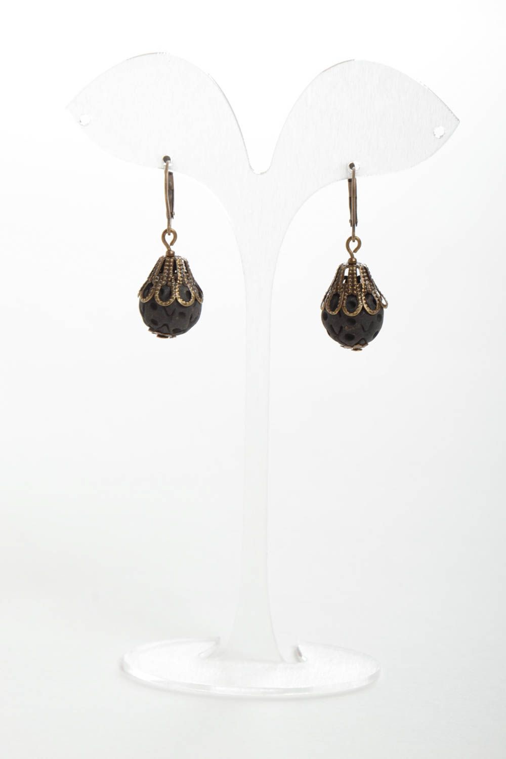 Handmade earrings ceramic earrings unusual accessory designer jewelry photo 2