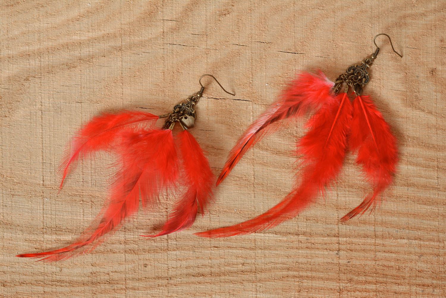 Handmade earrings feather jewelry dangling earrings best gifts for girl photo 1